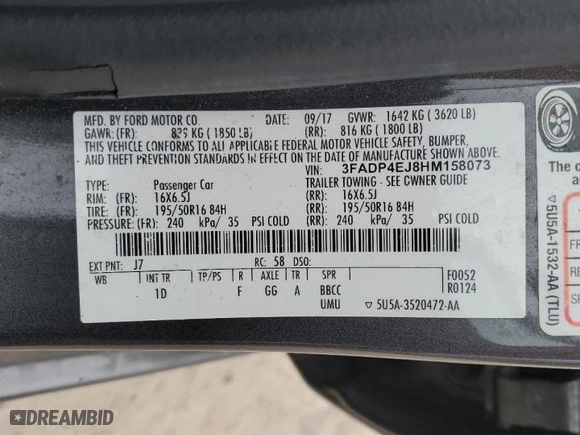 2017 Ford Fiesta SE with VIN 3FADP4EJ8HM158073, listed as a Copart auction lot 85708884 with 137,430 mi miles and Salvage Title. Bid and sale history available at carsss.com. Image 15.