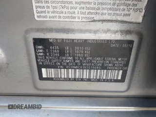 2011 Subaru Legacy Premium with VIN 4S3BMBC63B3219089, listed as a IAAI auction lot 42631860 with 174,575 mi miles and . Bid and sale history available at DreamBid. Image 9.