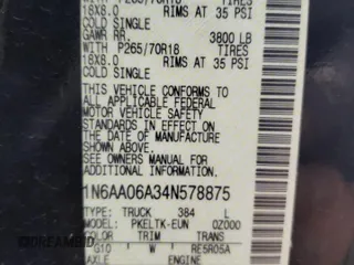 2004 Nissan Titan SE with VIN 1N6AA06A34N578875, listed as a Copart auction lot 81799754 with 240,085 mi miles and Salvage Title. Bid and sale history available at carsss.com. Image 13.
