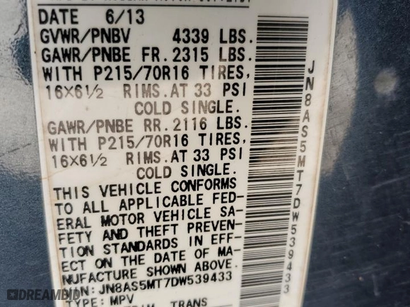 2013 Nissan Rogue S with VIN JN8AS5MT7DW539433, listed as a Copart auction lot 45331735 with 145,858 mi miles and Salvage Title. Bid and sale history available at carsss.com. Image 13.