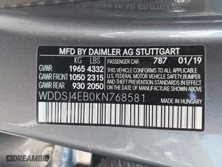 2019 Mercedes-Benz CLA with VIN WDDSJ4EB0KN768581, listed as a IAAI auction lot 41856086 with 41,864 mi miles. Bid and sale history available at carsss.com. Image 9.