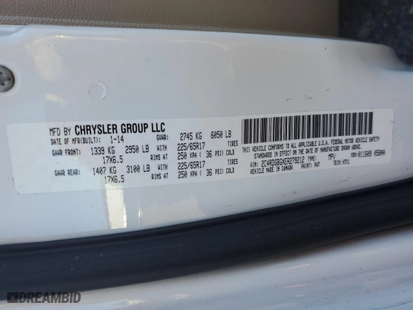 2014 Dodge Grand Caravan SXT with VIN 2C4RDGBGXER279212, listed as a Copart auction lot 49970775 with 136,596 mi miles and Clean Title. Bid and sale history available at carsss.com. Image 13.