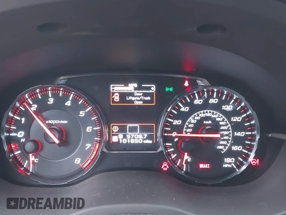 2018 Subaru WRX Premium with VIN JF1VA1C61J9801614, listed as a IAAI auction lot 41244911 with 101,650 mi miles. Bid and sale history available at carsss.com. Image 7.