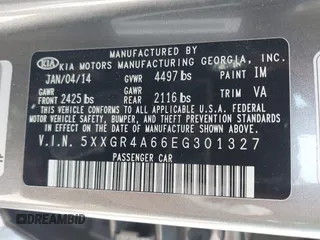2014 Kia Optima SXL Turbo with VIN 5XXGR4A66EG301327, listed as a IAAI auction lot 41978246 with 140,107 mi miles and . Bid and sale history available at DreamBid. Image 9.