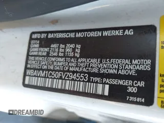 2015 BMW X1 sDrive28i z VIN WBAVM1C50FVZ94553, wystawiony jako IAAI lot #41321995 z przebiegiem Nie podano mil oraz . Historia ofert i sprzedaży dostępna na DreamBid. Obrazek 9.