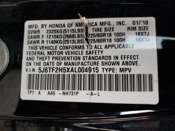 2010 Honda Accord Crosstour EX-L with VIN 5J6TF2H5XAL004915, listed as a Copart auction lot 78135714 with 247,946 mi miles and Salvage Title. Bid and sale history available at carsss.com. Image 16.