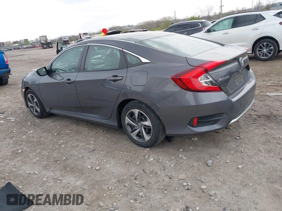 2019 Honda Civic Sedan LX with VIN 2HGFC2F66KH595946, listed as a IAAI auction lot 42017066 with 37,634 mi miles. Bid and sale history available at carsss.com. Image 3.
