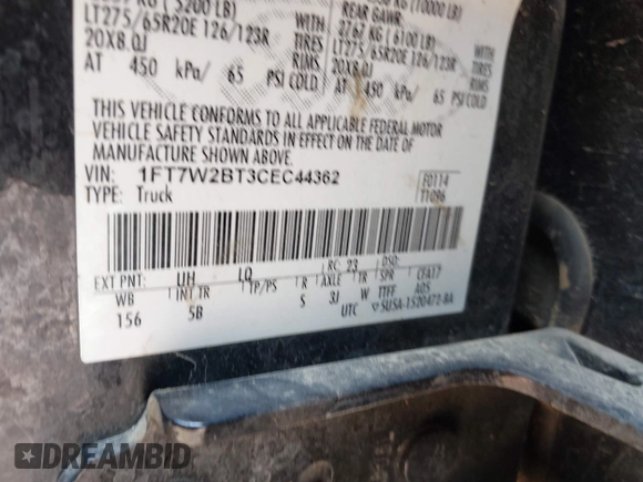 2012 Ford F-250 XL с VIN 1FT7W2BT3CEC44362, выставлен на аукционе IAAI как лот 42411443 с пробегом 215 227 миль миль и . История ставок и продаж доступна на DreamBid. Изображение 9.