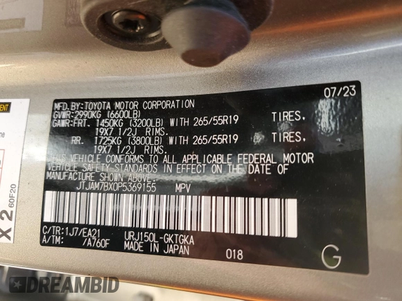 2023 Lexus GX with VIN JTJAM7BX0P5369155, listed as a Copart auction lot 51699185 with 15,283 mi miles and Salvage Title. Bid and sale history available at carsss.com. Image 13.