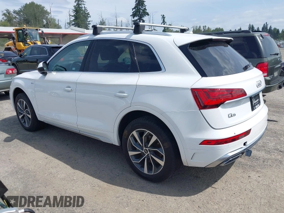2022 Audi Q5 S line Premium Plus with VIN WA1EAAFY9N2112369, listed as a IAAI auction lot 42604571 with 58,303 mi miles and . Bid and sale history available at DreamBid. Image 3.