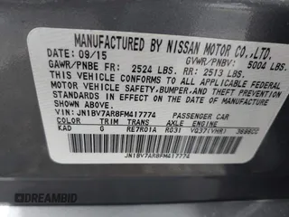 2015 Infiniti Q50 Premium with VIN JN1BV7AR8FM417774, listed as a IAAI auction lot 41909847 with 39,377 mi miles. Bid and sale history available at carsss.com. Image 9.
