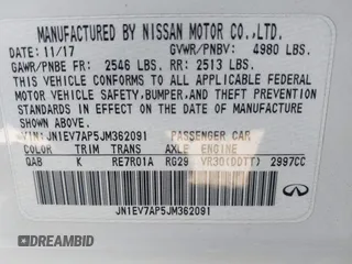 2018 Infiniti Q50 3.0t LUXE with VIN JN1EV7AP5JM362091, listed as a IAAI auction lot 41402140 with 73,355 mi miles. Bid and sale history available at carsss.com. Image 9.