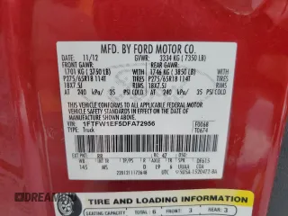 2013 Ford F-150 XL with VIN 1FTFW1EF5DFA72956, listed as a Copart auction lot 49891245 with 142,672 mi miles and Salvage Title. Bid and sale history available at DreamBid. Image 12.