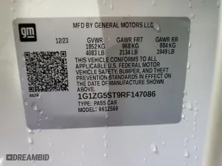 2024 Chevrolet Malibu RS with VIN 1G1ZG5ST9RF147086, listed as a Copart auction lot 44955775 with 2,374 mi miles and Salvage Title. Bid and sale history available at carsss.com. Image 13.