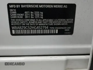 2017 BMW 3 Series 330i xDrive with VIN WBA8Z9C52HG452794, listed as a Copart auction lot 87289364 with 82,108 mi miles and Clean Title. Bid and sale history available at carsss.com. Image 12.