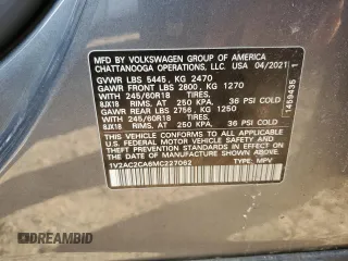 2021 Volkswagen Atlas S with VIN 1V2AC2CA6MC227062, listed as a Copart auction lot 46258605 with 89,532 mi miles and Salvage title. Bid and sale history available at DreamBid. Image 13.