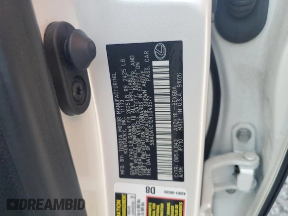 2024 Lexus ES 300h with VIN 58ADA1C10RU043577, listed as a Copart auction lot 55344905 with 9,829 mi miles and Salvage title. Bid and sale history available at DreamBid. Image 12.