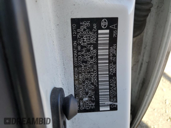 2011 Toyota Prius I with VIN JTDKN3DU6B1337438, listed as a Copart auction lot 56706705 with 200,816 mi miles and Salvage Title. Bid and sale history available at DreamBid. Image 12.
