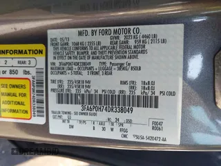 2013 Ford Fusion SE with VIN 3FA6P0H74DR338049, listed as a IAAI auction lot 42090944 with 139,645 mi miles. Bid and sale history available at carsss.com. Image 9.