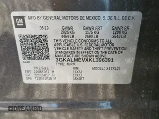 2019 GMC Terrain SLE with VIN 3GKALMEVXKL396391, listed as a Copart auction lot 49317915 with 129,172 mi miles and Salvage Title. Bid and sale history available at DreamBid. Image 13.