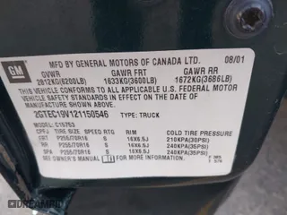 2002 GMC Sierra 1500 SLE with VIN 2GTEC19V121150546, listed as a IAAI auction lot 40974798 with 1 mi miles. Bid and sale history available at carsss.com. Image 9.