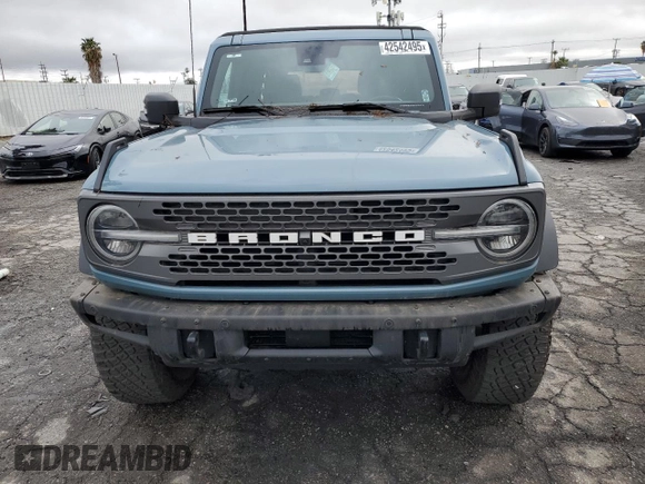 2021 Ford Bronco with VIN 1FMEE5DP4MLA90474, listed as a Copart auction lot 42542495 with 26,674 mi miles and Salvage Title. Bid and sale history available at DreamBid. Image 5.