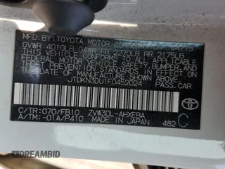 2015 Toyota Prius Four z VIN JTDKN3DU1F0452024, wystawiony jako Copart lot #60981445 z przebiegiem 194 880 mil mil oraz Czysty tytuł • Clean title. Historia ofert i sprzedaży dostępna na DreamBid. Obrazek 12.