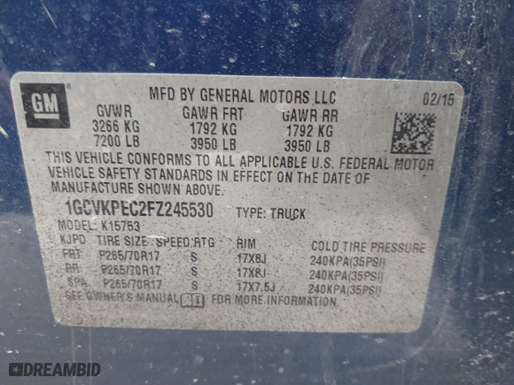 2015 Chevrolet Silverado 1500 Work Truck with VIN 1GCVKPEC2FZ245530, listed as a IAAI auction lot 41714440 with 109,322 mi miles. Bid and sale history available at carsss.com. Image 9.