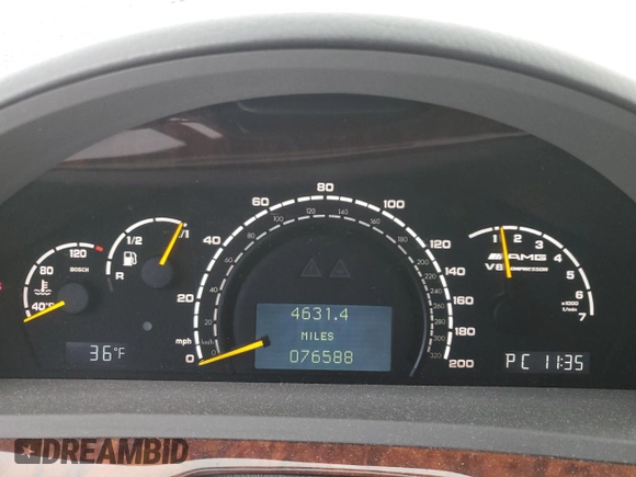 2003 Mercedes-Benz S 55 AMG with VIN WDBNG74J73A357542, listed as a Copart auction lot 87545475 with 76,588 mi miles and Salvage Title. Bid and sale history available at DreamBid. Image 9.