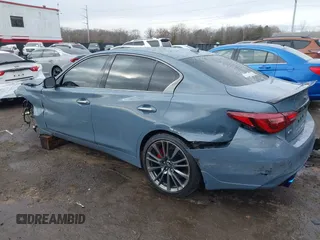 2021 Infiniti Q50 Red Sport 400 with VIN JN1FV7DR0MM880468, listed as a IAAI auction lot 41040172 with 30,715 mi miles and . Bid and sale history available at carsss.com. Image 3.