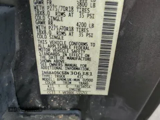 2008 Nissan Titan XE z VIN 1N6BA06C68N306381, wystawiony jako Copart lot #44445615 z przebiegiem 163 225 mil mil oraz Szkoda całkowita • Salvage title. Historia ofert i sprzedaży dostępna na DreamBid. Obrazek 12.