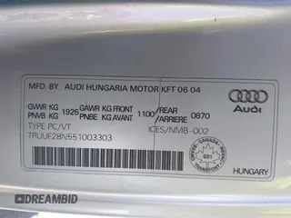 2005 Audi TT with VIN TRUUF28N551003303, listed as a IAAI auction lot 42697103 with 179,087 mi miles and . Bid and sale history available at DreamBid. Image 9.