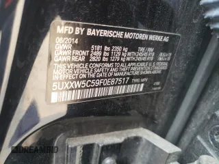 2015 BMW X4 xDrive35i with VIN 5UXXW5C59F0E87517, listed as a Copart auction lot 59604445 with 185,064 mi miles and Salvage title. Bid and sale history available at DreamBid. Image 13.