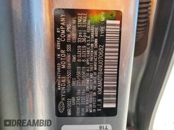 2022 Genesis GV70 2.5T with VIN KMUMADTB4NU070682, listed as a Copart auction lot 56536405 with 73,144 mi miles and Clean title. Bid and sale history available at DreamBid. Image 13.