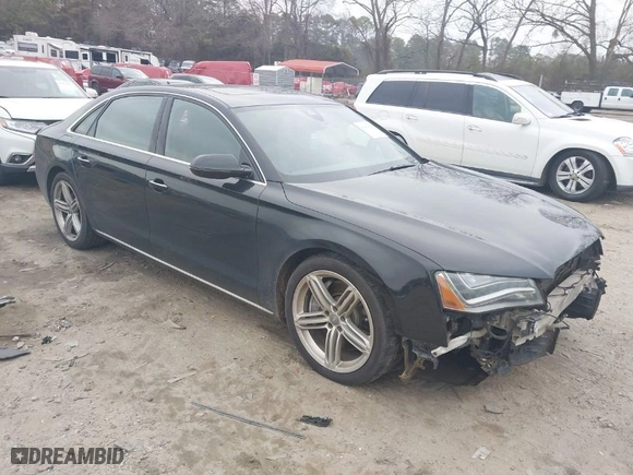 2013 Audi A8 L 4.0L with VIN WAUR2AFD6DN029705, listed as a IAAI auction lot 41476842 with 162,749 mi miles. Bid and sale history available at carsss.com. Image 1.