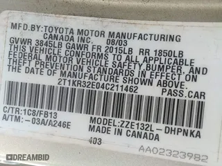 2004 Toyota Matrix Std with VIN 2T1KR32E04C211462, listed as a IAAI auction lot 42084005 with 299,999 mi miles. Bid and sale history available at carsss.com. Image 9.