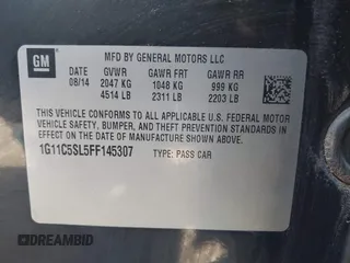 2015 Chevrolet Malibu LT with VIN 1G11C5SL5FF145307, listed as a IAAI auction lot 41864655 with 163,095 mi miles and . Bid and sale history available at DreamBid. Image 9.
