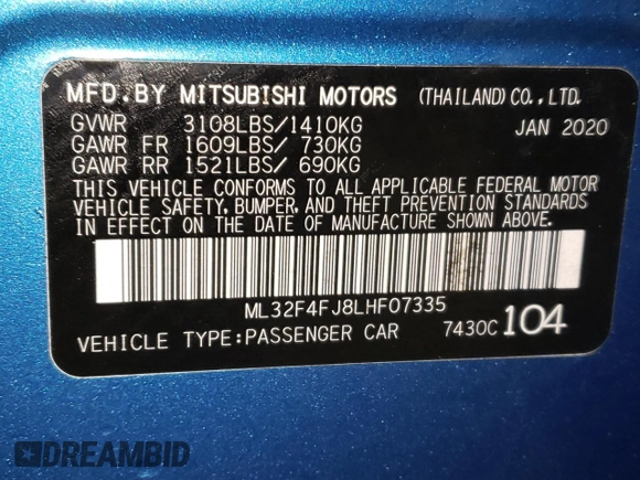 2020 Mitsubishi Mirage SE z VIN ML32F4FJ8LHF07335, wystawiony jako Copart lot #44628735 z przebiegiem 12 143 mil mil oraz Czysty tytuł • Clean title. Historia ofert i sprzedaży dostępna na DreamBid. Obrazek 12.