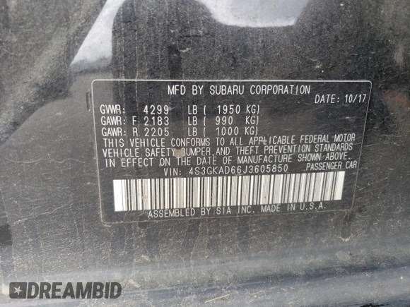 2018 Subaru Impreza Premium with VIN 4S3GKAD66J3605850, listed as a Copart auction lot 57211015 with Not provided miles and Salvage title. Bid and sale history available at DreamBid. Image 12.