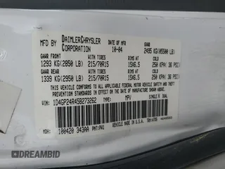 2005 Dodge Caravan SE with VIN 1D4GP24R45B273262, listed as a Copart auction lot 59026005 with 215,054 mi miles and Salvage title. Bid and sale history available at DreamBid. Image 13.