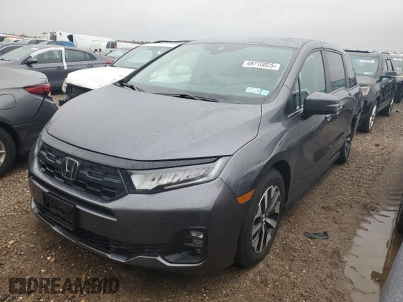 2025 Honda Odyssey EX-L with VIN 5FNRL6H63SB004123, listed as a Copart auction lot 49710025 with 3,854 mi miles and Salvage Title. Bid and sale history available at carsss.com. Image 1.