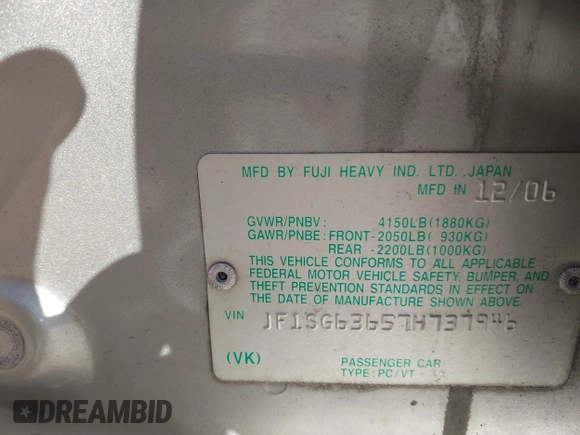 2007 Subaru Forester X с VIN JF1SG63657H737946, выставлен на аукционе IAAI как лот 41624339 с пробегом 145 693 миль миль и . История ставок и продаж доступна на DreamBid. Изображение 9.