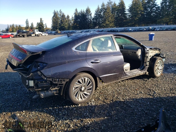 2020 Hyundai Sonata Hybrid Ultimate with VIN KMHL34JJ0LA011433, listed as a Copart auction lot 76461464 with 27,479 mi miles and Salvage Title. Bid and sale history available at carsss.com. Image 3.