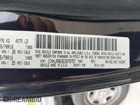 2014 Jeep Patriot Sport with VIN 1C4NJRBB3ED879757, listed as a IAAI auction lot 42241511 with 126,135 mi miles and . Bid and sale history available at carsss.com. Image 9.