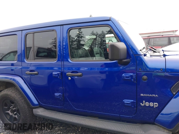 2019 Jeep Wrangler Unlimited Sahara with VIN 1C4HJXEG2KW609315, listed as a IAAI auction lot 41144404 with 55,266 mi miles and . Bid and sale history available at DreamBid. Image 13.