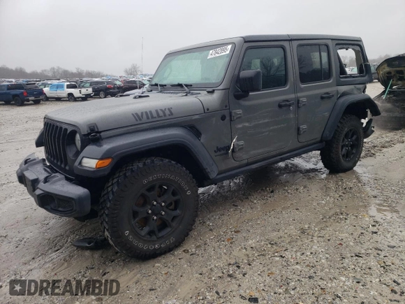 2021 Jeep Wrangler Unlimited Sport S with VIN 1C4HJXDN8MW586934, listed as a Copart auction lot 47842895 with 48,946 mi miles and Salvage Title. Bid and sale history available at carsss.com. Image 1.