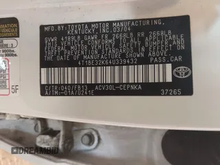 2004 Toyota Camry LE with VIN 4T1BE32K64U339432, listed as a IAAI auction lot 41622306 with 116,442 mi miles. Bid and sale history available at carsss.com. Image 9.