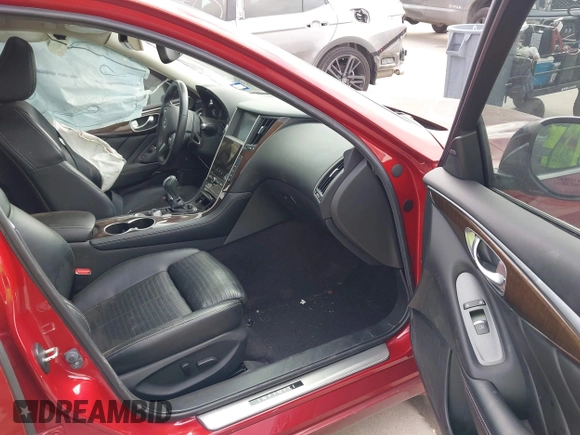 2015 Infiniti Q50 with VIN JN1BV7AP1FM347808, listed as a IAAI auction lot 41781327 with 57,140 mi miles and . Bid and sale history available at carsss.com. Image 5.