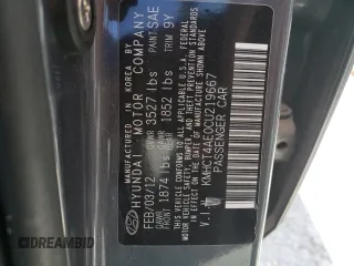 2012 Hyundai Accent GLS with VIN KMHCT4AE0CU219667, listed as a Copart auction lot 77264054 with 144,628 mi miles and Salvage Title. Bid and sale history available at carsss.com. Image 12.