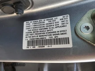 2020 Honda CR-V Touring with VIN 7FARW1H95LE008314, listed as a Copart auction lot 82454314 with 64,444 mi miles and Salvage Title. Bid and sale history available at carsss.com. Image 15.